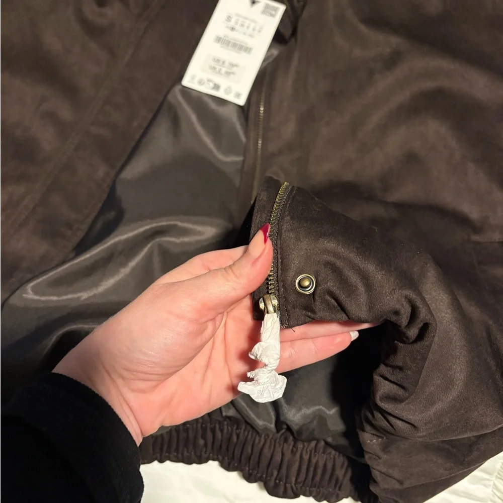 Zara Brown Bomber Jacket - Picture 3 of 7